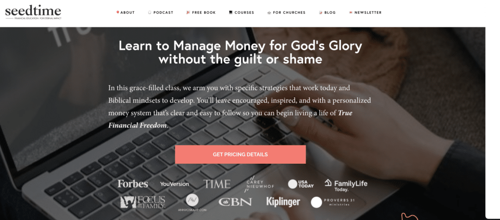 screenshot of Seedtime homepage for True Financial Freedom