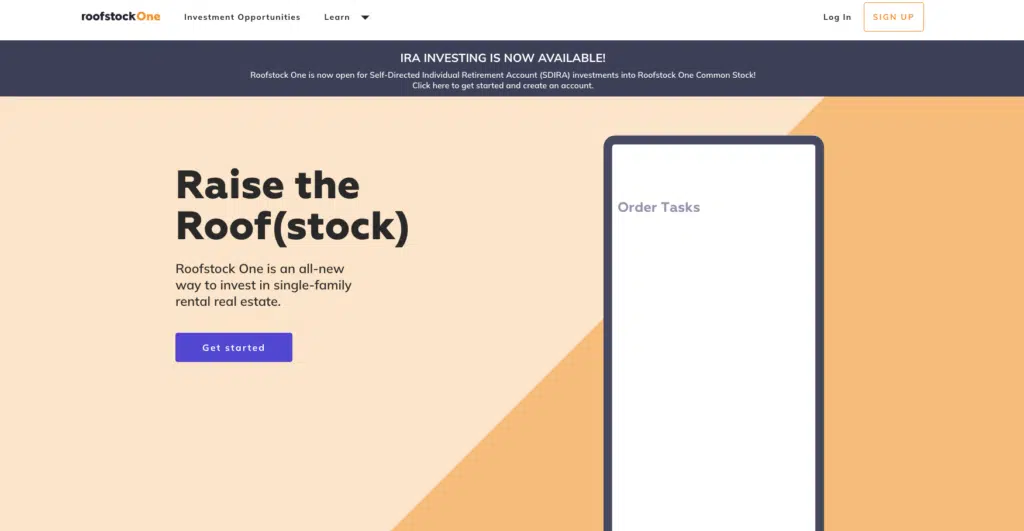 Screenshot of RoofstockOne landing page