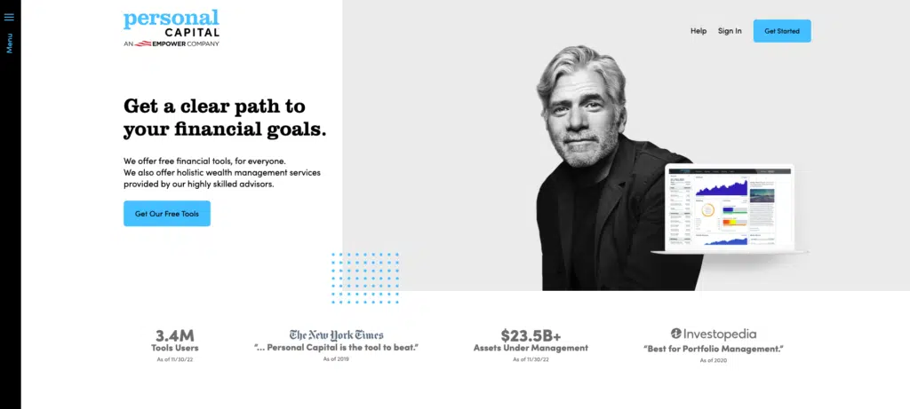 screenshot of personal capital homepage